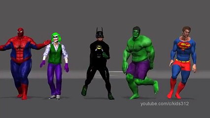 Super Dads Finger Family - Spiderman Hulk Batman Joker Superman