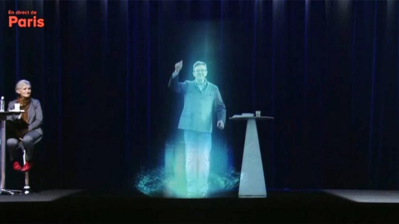 Wahlkampfauftakt in frankreich : linker politiker als hologramm