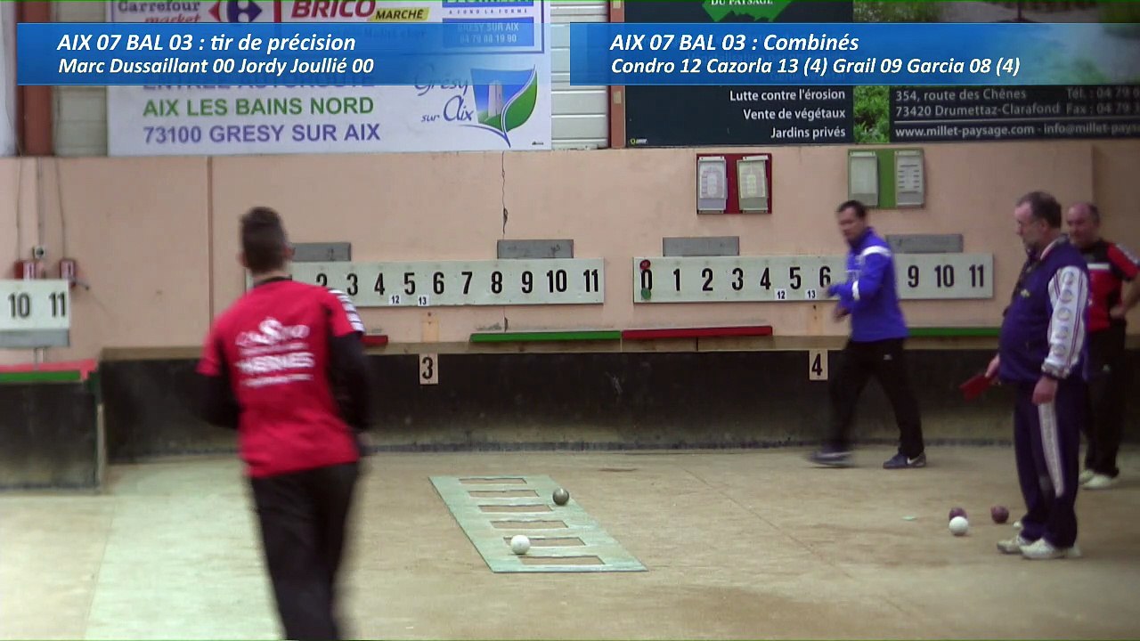 Second tour, premier tir de précision, Club Elite Masculin, J7, Aix-les-Bains - Balaruc, Sport Boules, saison 2016-2017