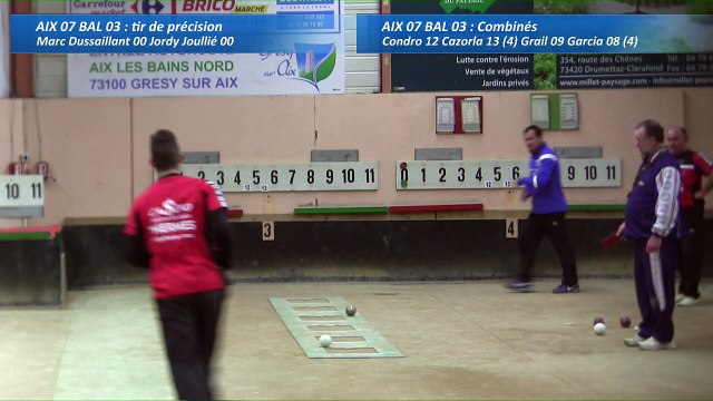 Second tour, premier tir de précision, Club Elite Masculin, J7, Aix-les-Bains - Balaruc, Sport Boules, saison 2016-2017