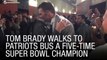EXCLUSIVE: Tom Brady Walks to Patriots Bus A Five-Time Super Bowl Champion
