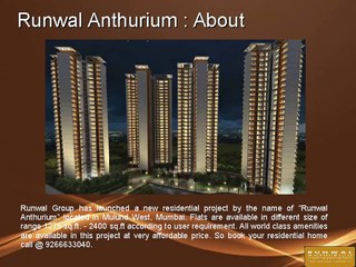 Runwal Anthurium Mulund West Mumbai @ 9266633040
