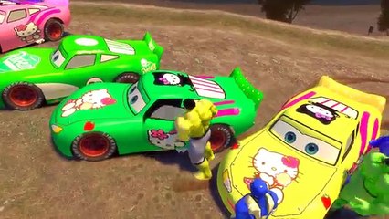Hulk colors & Ironman colors Nursery Rhymes Songs Disney Pixar Cars Smash Party