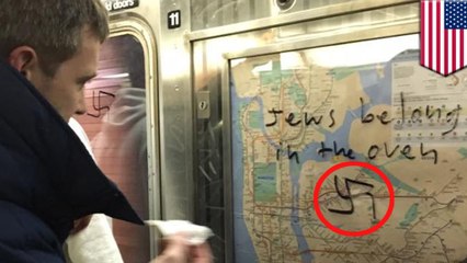 New Yorkers erase Nazi graffiti off subway car