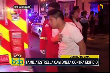 Centro de Lima: camioneta con toda una familia choca contra edificio