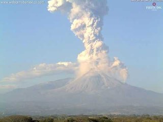 Colima Volcano Erupts, Sending Column of Ash Into the Air