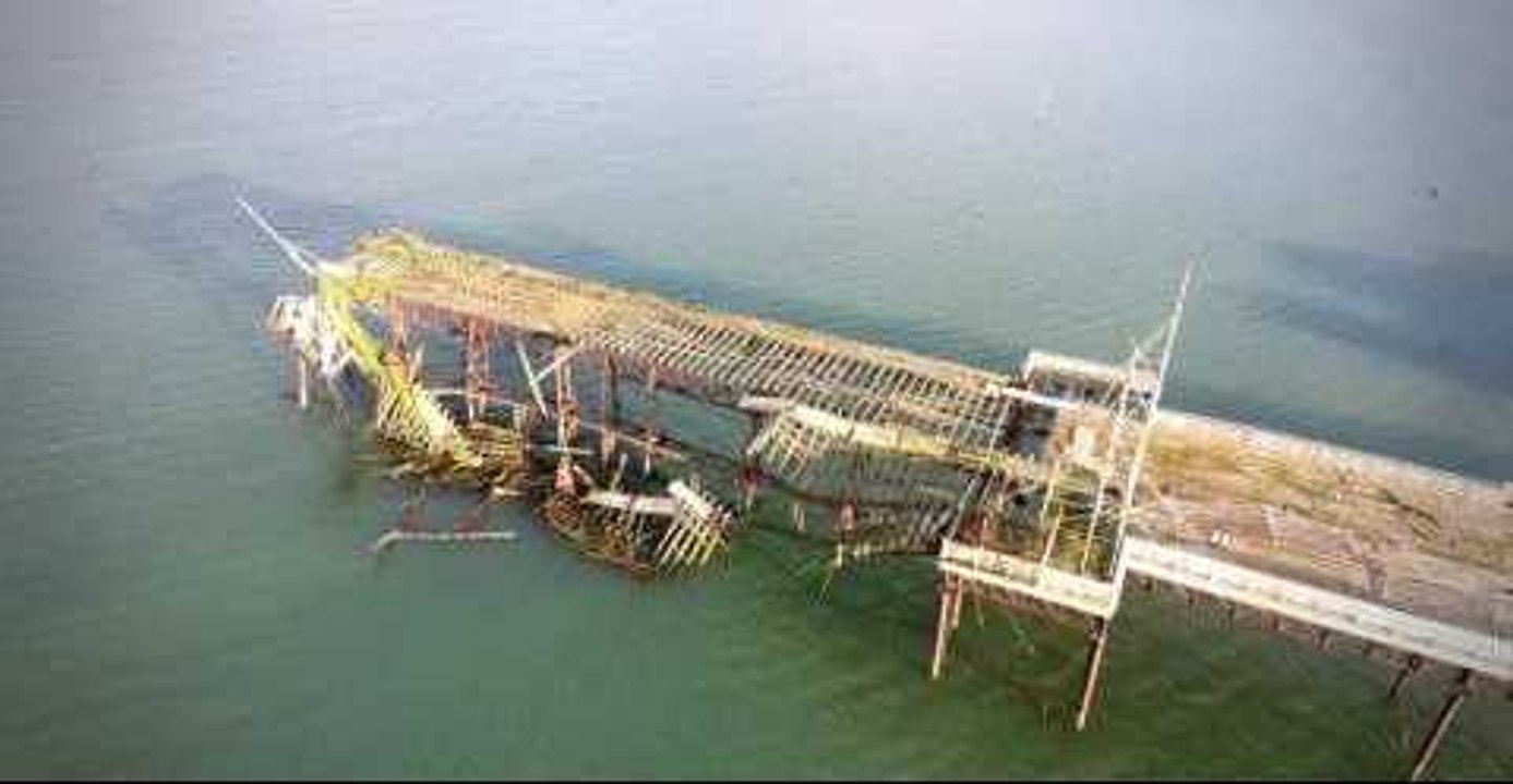 Aerial Footage Shows Aftermath of Colwyn Bay's Victoria Pier Collapse