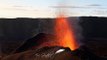 Lava Sprays Erupt From Piton De La Fournaise Volcano