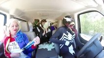 Villains vs Superheroes Dancing in a Car!! Harley Quinn Venom black spiderman the joker catwoman!