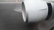 GE90 Jet Engine. Landing on Rainy Runway. Cathay Pacific Boeing 777.