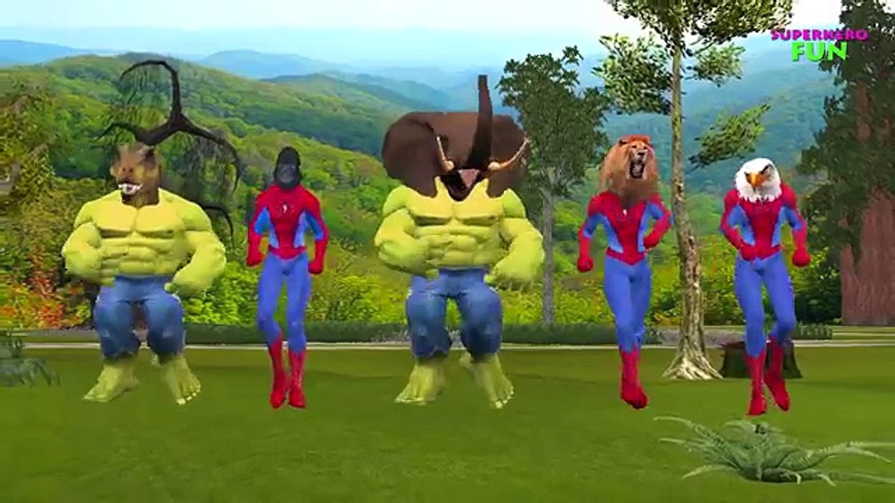 Animals Face Off Dinosaur Vs Gorilla Finger Family | Spiderman Hulk Dinosaur Finger Family Songs