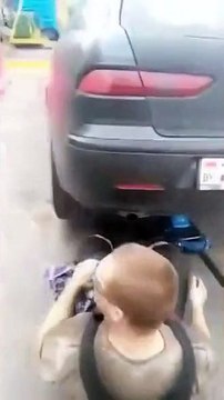 Funny Mechanic Stunt Backfires - Video