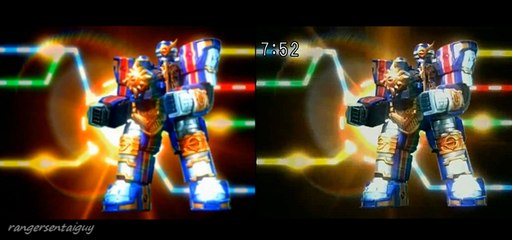 Power Rangers Mystic Force Solar Streak Megazord First Appearance (PR and Sentai version)