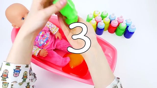 Numbers Counting Baby Doll Colours Slime Bath Time Learn Colors Clay Slime Surprise Toys
