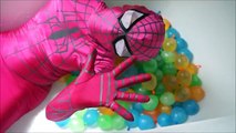 Lot wet Balloons Pink SpiderGirl Collection Learn colours Balloon Compilation TOP Finger Nursery