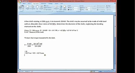 Shaft Design Examples: Twisting Moment Analysis (Part 1) 🔧