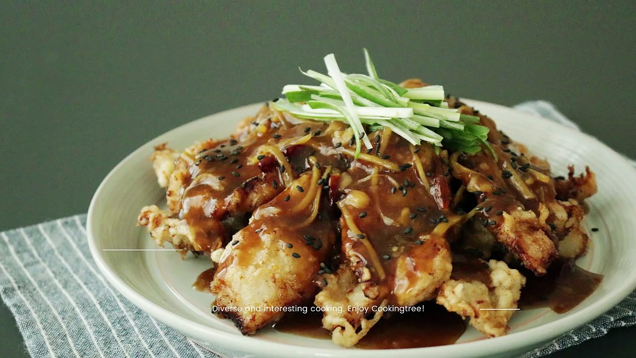 꿔바로우(찹쌀 탕수육) 만들기  - Sticky Sweet and Sour Pork Recipe  - もち米酢豚  - 锅包肉 -Cookingtree쿠킹트리-tAZx0LXWLX4