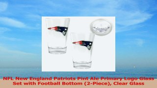 NFL New England Patriots Pint Ale Primary Logo Glass Set with Football Bottom 2Piece 89fd1856