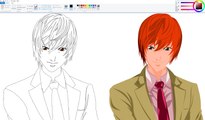 How I Draw using Mouse on Paint - Light Yagami - Death Note