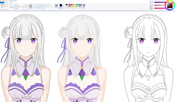 How I Draw using Mouse on Paint - Emilia - Re-Zero