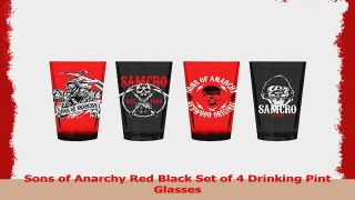 Sons of Anarchy Red Black Set of 4 Drinking Pint Glasses 29585564