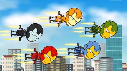 Five Little Monkeys Jumping on the Bed. English Nursery Rhyme with Iron Man. Emi TV Lyrics