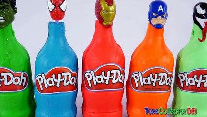Superhero Bottles Finger Family Compilation Learn Colors Play Doh Bottles Body Paint Ice Cream Scoop-U5u95F170OA