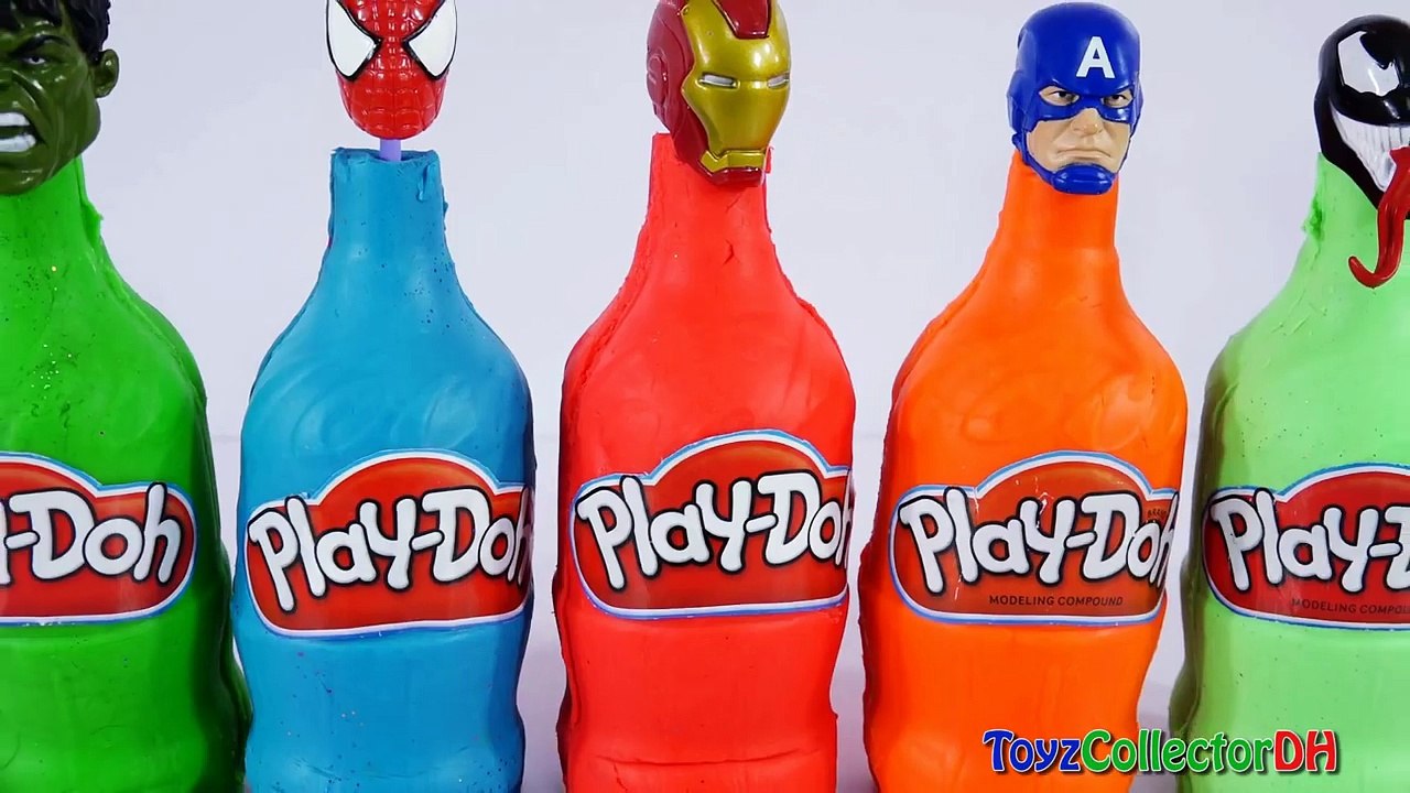 Superhero Bottles Finger Family Compilation Learn Colors Play Doh Bottles Body Paint Ice Cream Scoop-U5u95F170OA