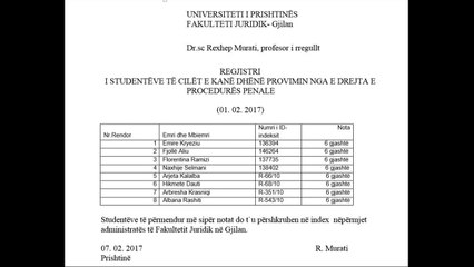 Rezultatet - procedura penale- 01.02.2017