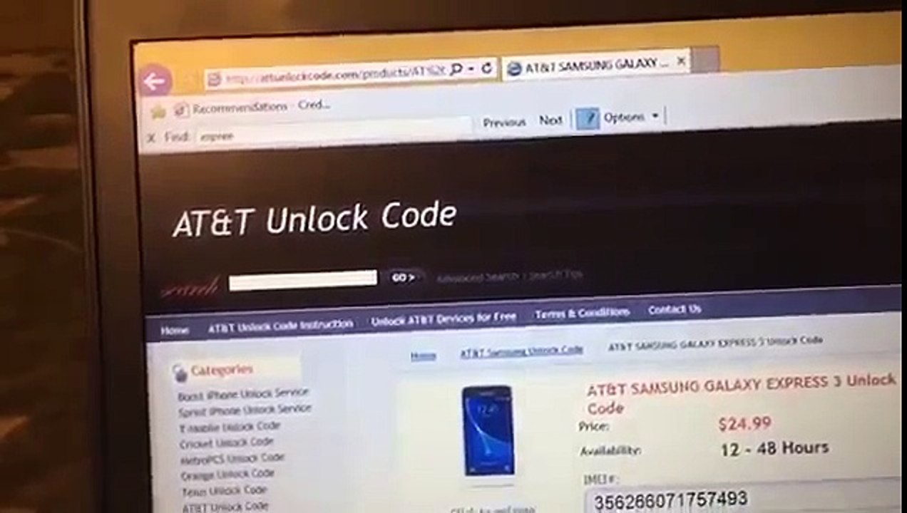 AT&T SAMSUNG GALAXY EXPRESS 3 Network Unlock Code – AT&T UNLOCK CODE