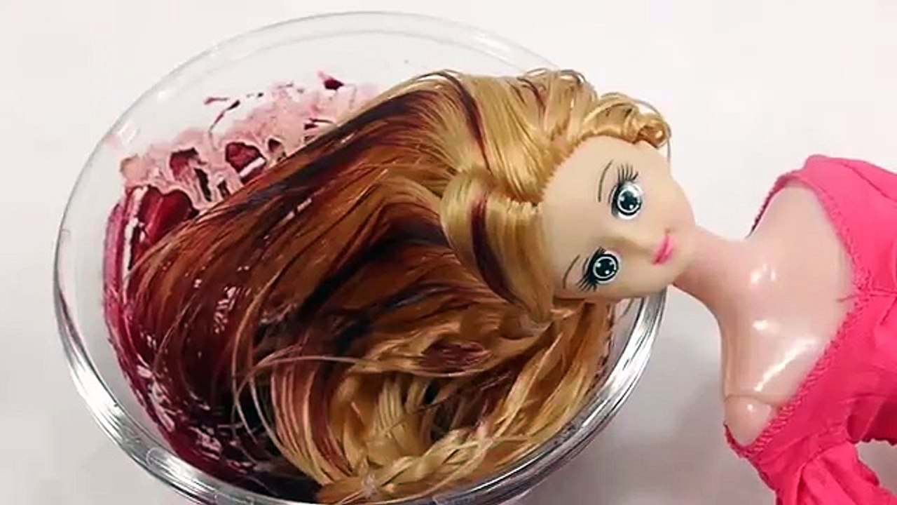 DIY Colors Hair Doll How to Dye Learn Numbers Counting Slime Baby doll Bath