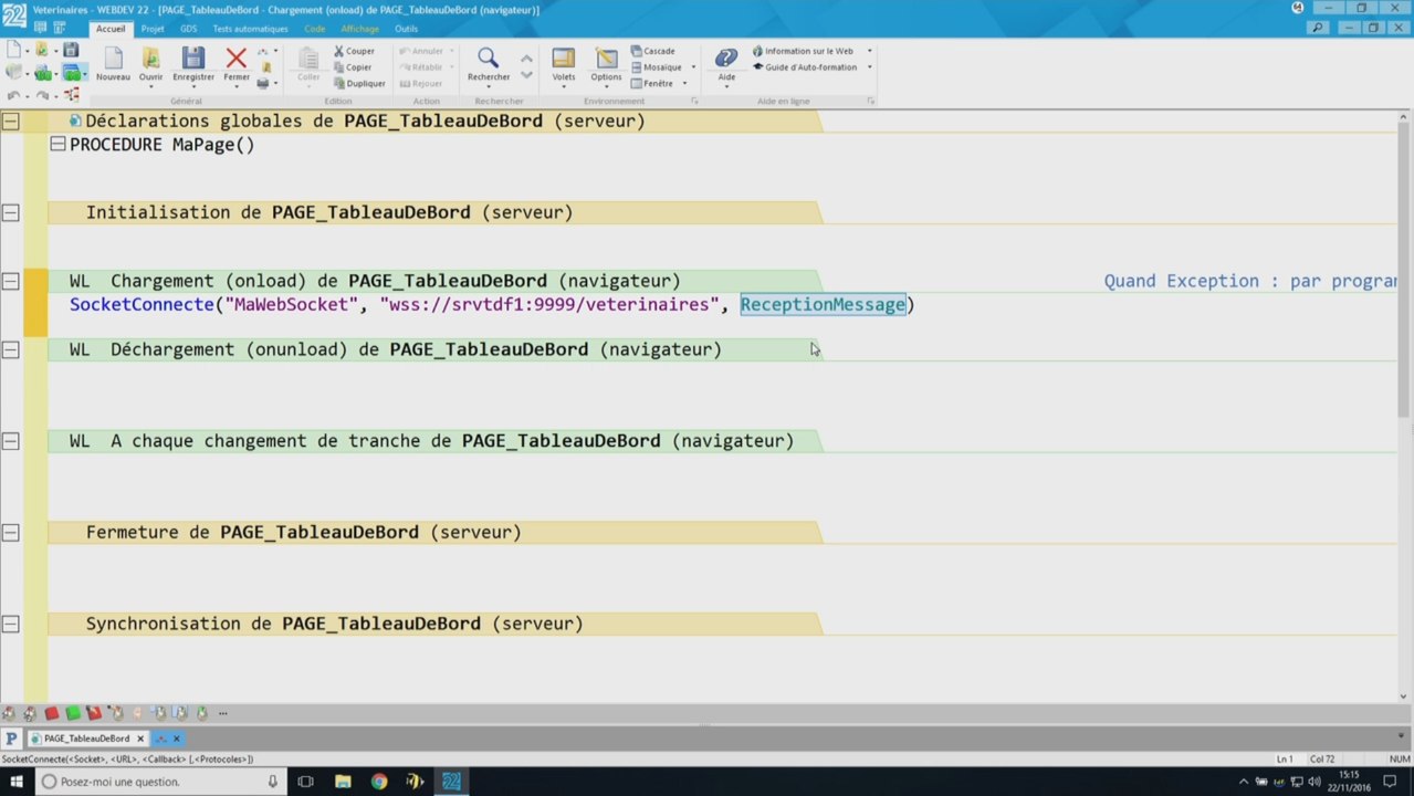 Websockets avec WEBDEV 22