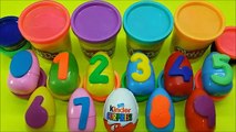 Play Doh Numbers 0 to 9 With Colors Learning-KINDR-Surprise Eggs and Play Doh