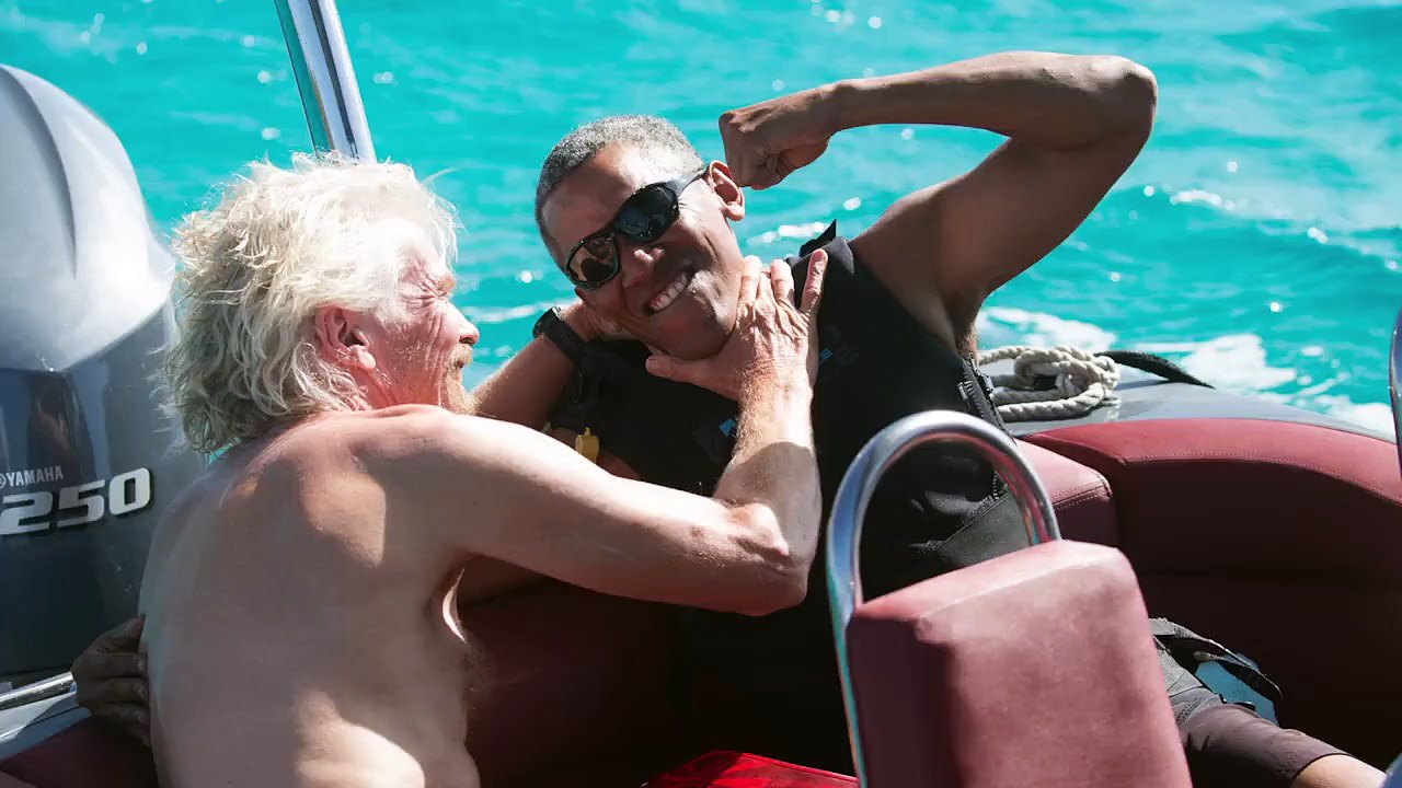 Barack Obama fait un concours de kitesurf avec Richard Branson
