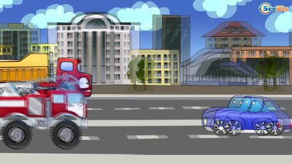 ✔ Eğitici Çizgi Filmleri. Polis arabası, İtfaiye arabası, Monster truck. Akıllı arabalar Türkçe ✔