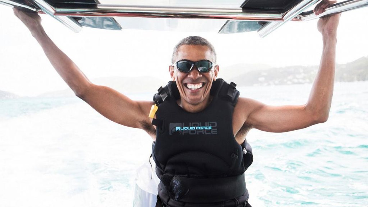 Obama probiert kitesurfen mit richard branson