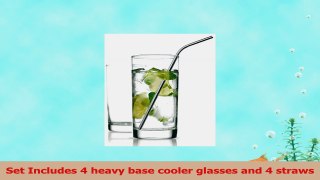 Clear Set of 4 Highball Drinking Glasses 16oz with Four Stainless Steel Straws  Elegant f5324cd5