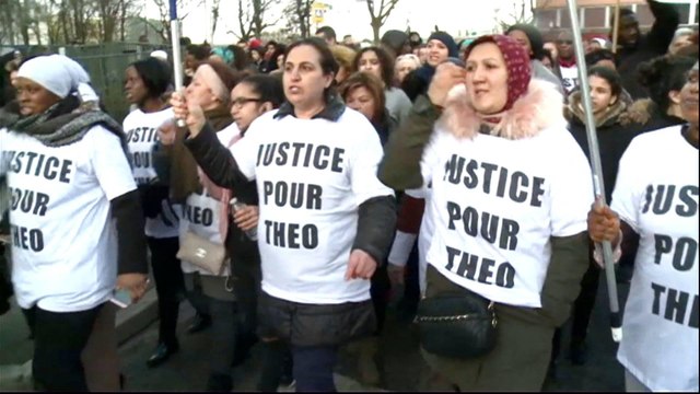 Protests in France as police accused of black man's rape