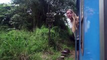 Woman cheats death during train trip in Sri Lanka