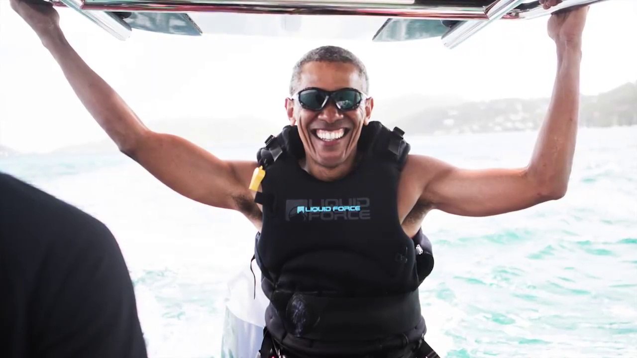 Barack Obama s'initie au kitesurf avec Richard Branson