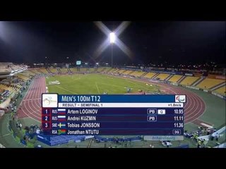 Men's 100m T12 | Semifinal 1 |  2015 IPC Athletics World Championships Doha