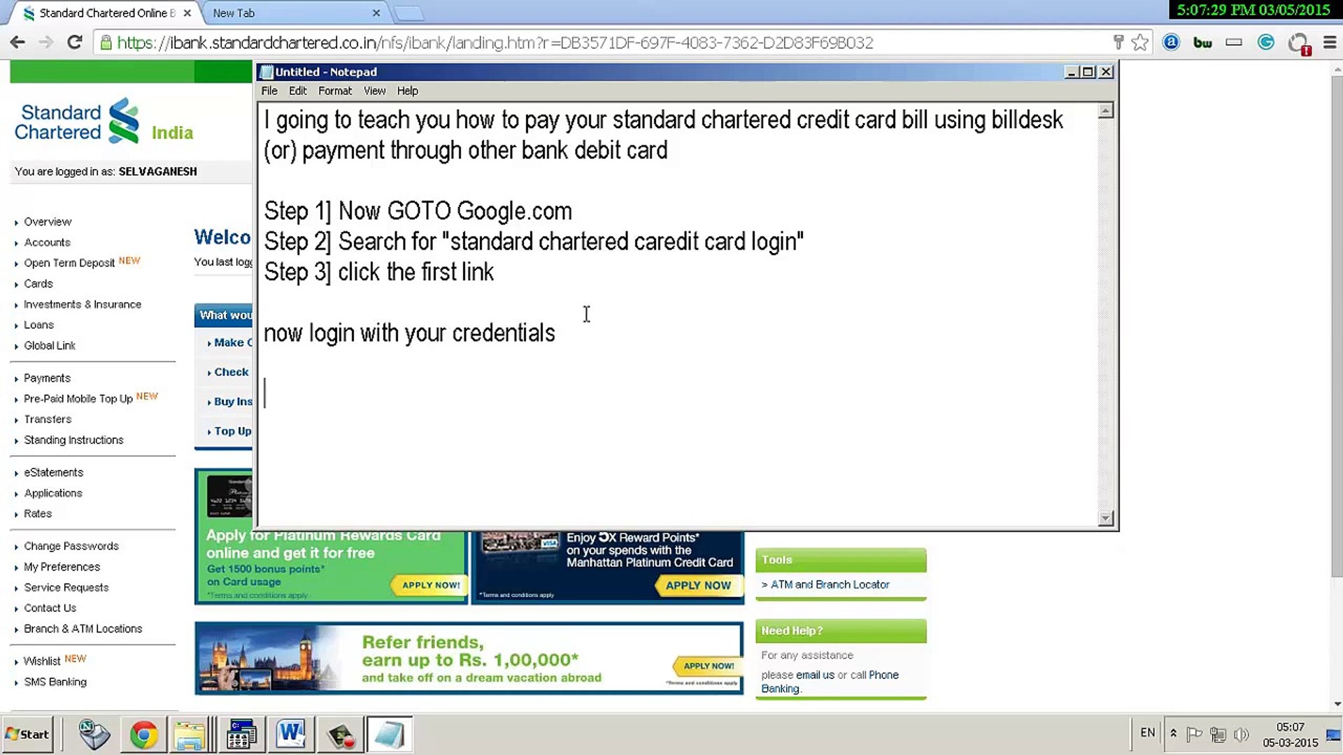 How To Pay Standard Chartered Credit Card Bill Online Through