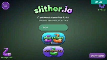 Jogando Slither.io