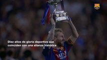 Los trofeos de la alianza Fundación FCB – UNICEF, en el Camp Nou Experience