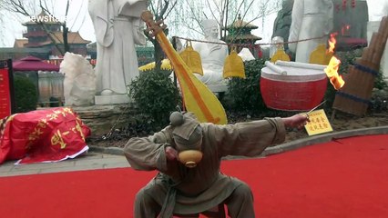 Cool fire breathing performance in China