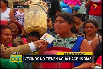 Independencia: malestar de vecinos por desabastecimiento de agua desde hace 15 días