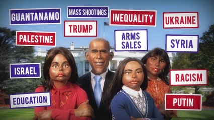 White House departure : Barack Obama and his daughters - The Guignols - CANAL+