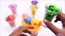 Learn Colors! Peppa Pig Mom Candy Bath with Surprise Toys | Kids Chocolate Candy, Duck toy Videos