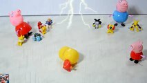 Peppa Pig Family playing Pokémon Pikachu GO in Rain and lightning STOP MOTION video