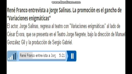 Entrevista Jorge Salinas - Radio - La Taquilla